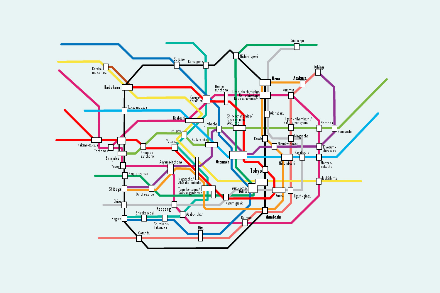 Токийское метро схема 2022