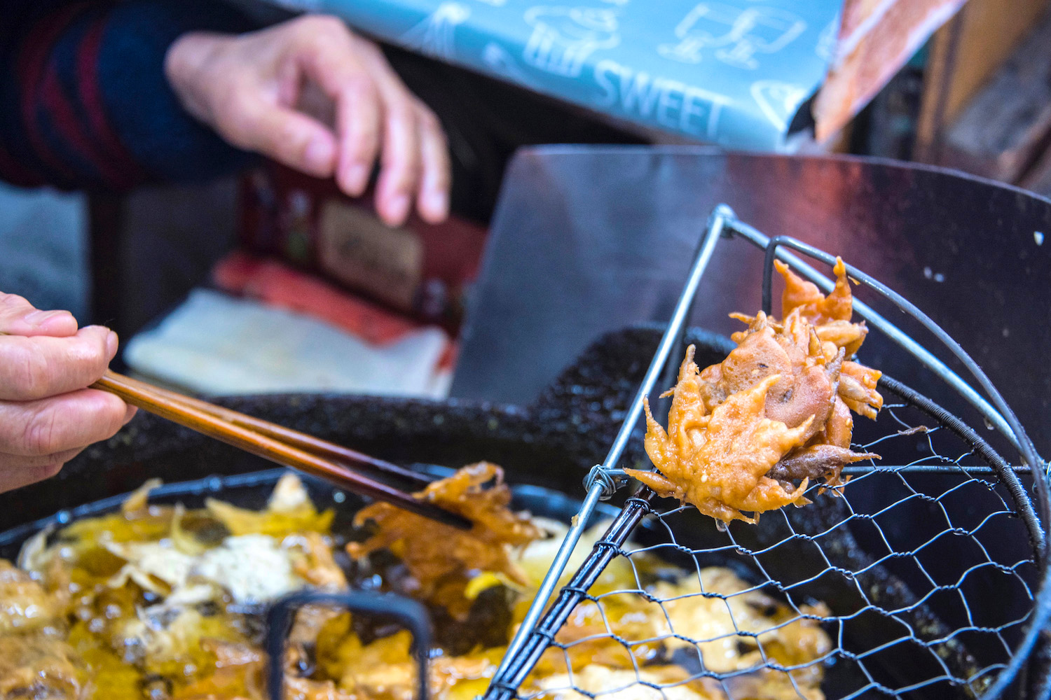 Fried maple leaves in Japan